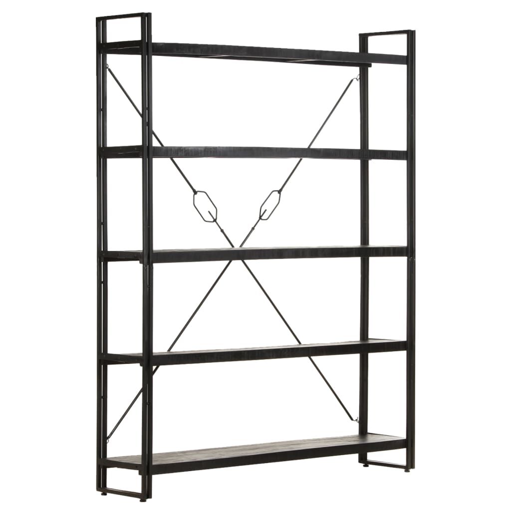 vidaXL 5-Tier Bookcase Black 140x30x180 cm Solid Mango Wood