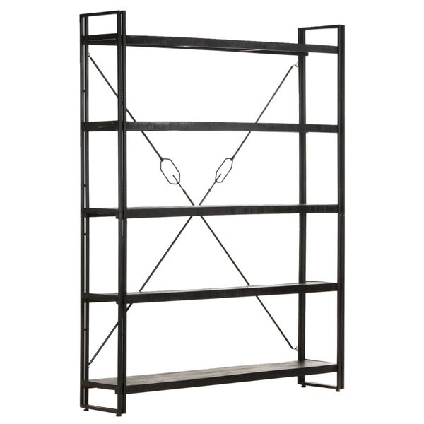 vidaXL 5-Tier Bookcase Black 140x30x180 cm Solid Mango Wood