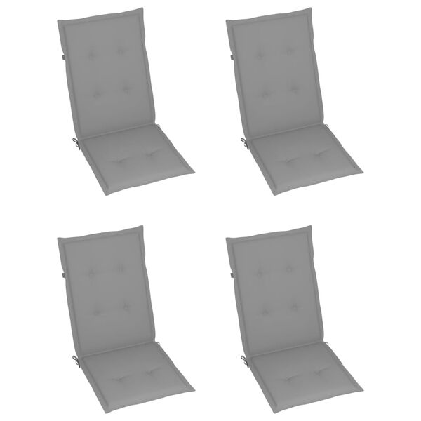 vidaXL Garden Chairs 4 pcs with Grey Cushions Solid Teak Wood