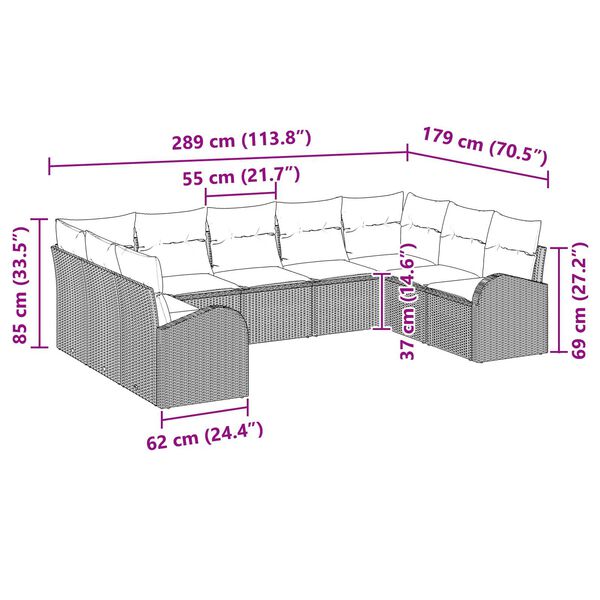 vidaXL 9 Piece Garden Sofa Set with Cushions Black Poly Rattan