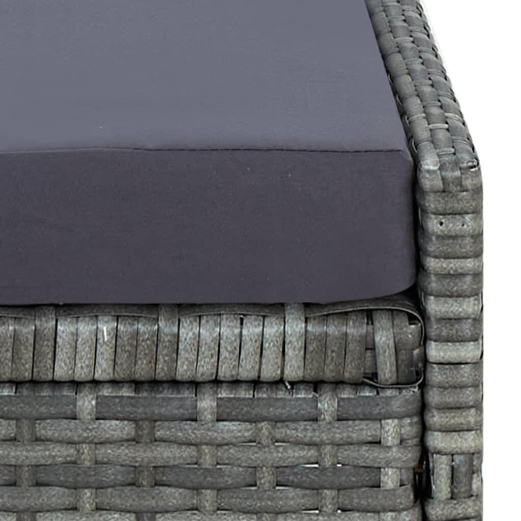 vidaXL Sunbed with Cushion Poly Rattan Grey