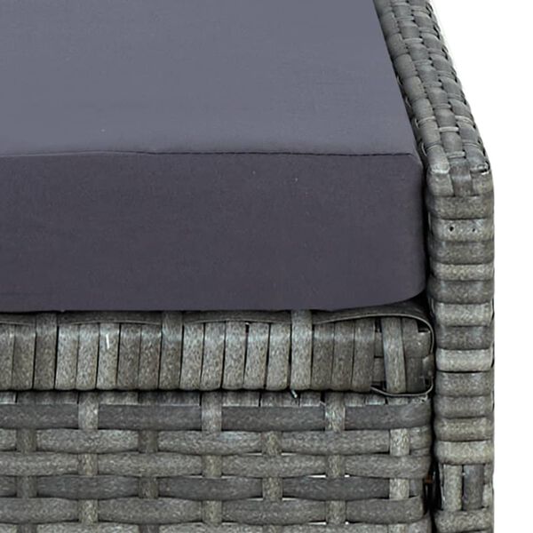 vidaXL Sunbed with Cushion Poly Rattan Grey