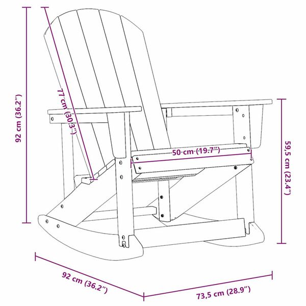 vidaXL Adirondack Rocking Chairs 2 pcs Black HDPE