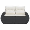 vidaXL Garden Sofa with Cushions 2-Seater Black Poly Rattan