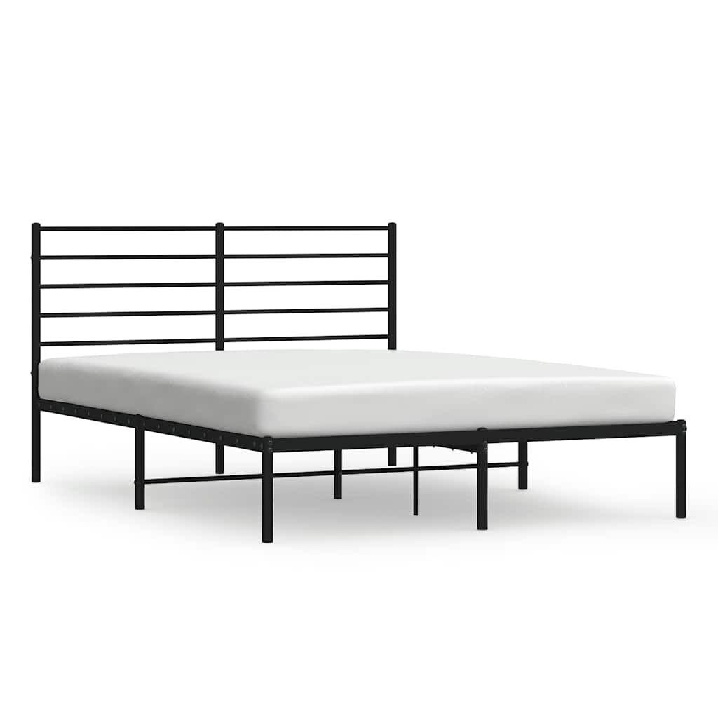 vidaXL Metal Bed Frame without Mattress with Headboard Black 150x200cm