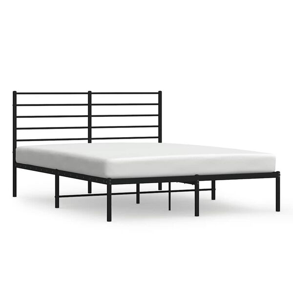 vidaXL Metal Bed Frame without Mattress with Headboard Black 150x200cm