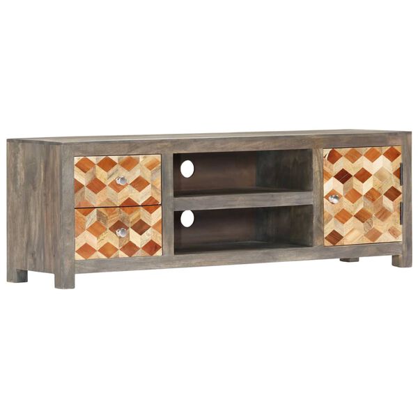 vidaXL TV Cabinet Grey 120x30x40 cm Solid Mango Wood