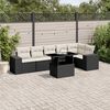 vidaXL 7 Piece Garden Sofa Set with Cushions Black Poly Rattan