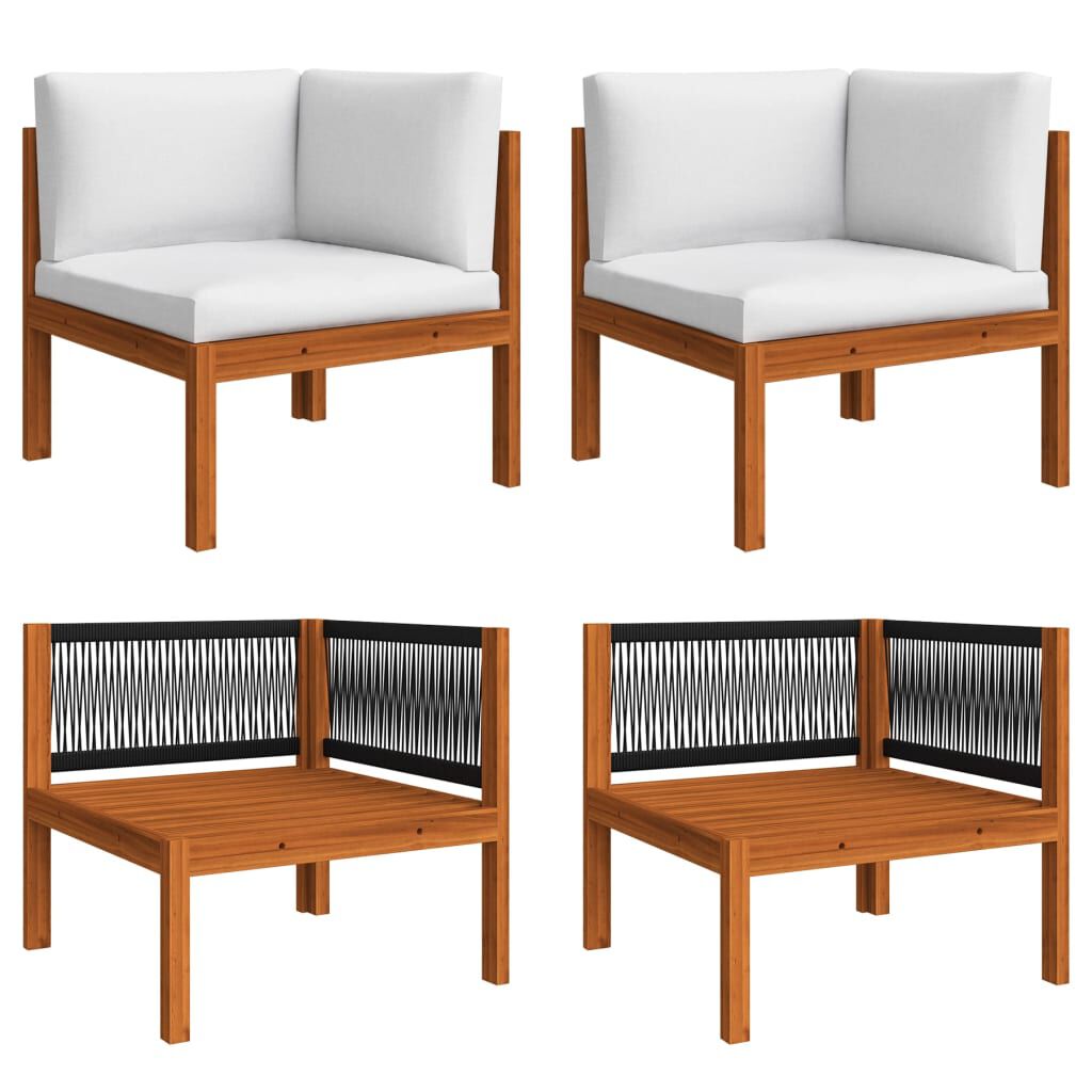 vidaXL 6 Piece Garden Lounge Set with Cushions Cream Solid Acacia Wood