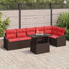 vidaXL Garden Sofa Set with Cushion with Storage 7 pcs Brown and red