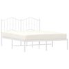 vidaXL Metal Bed Frame without Mattress with Headboard White 135x190cm