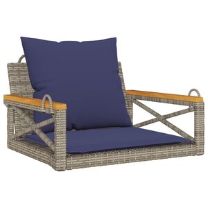 vidaXL Swing Bench with Cushions Grey 63x62x40 cm Poly Rattan