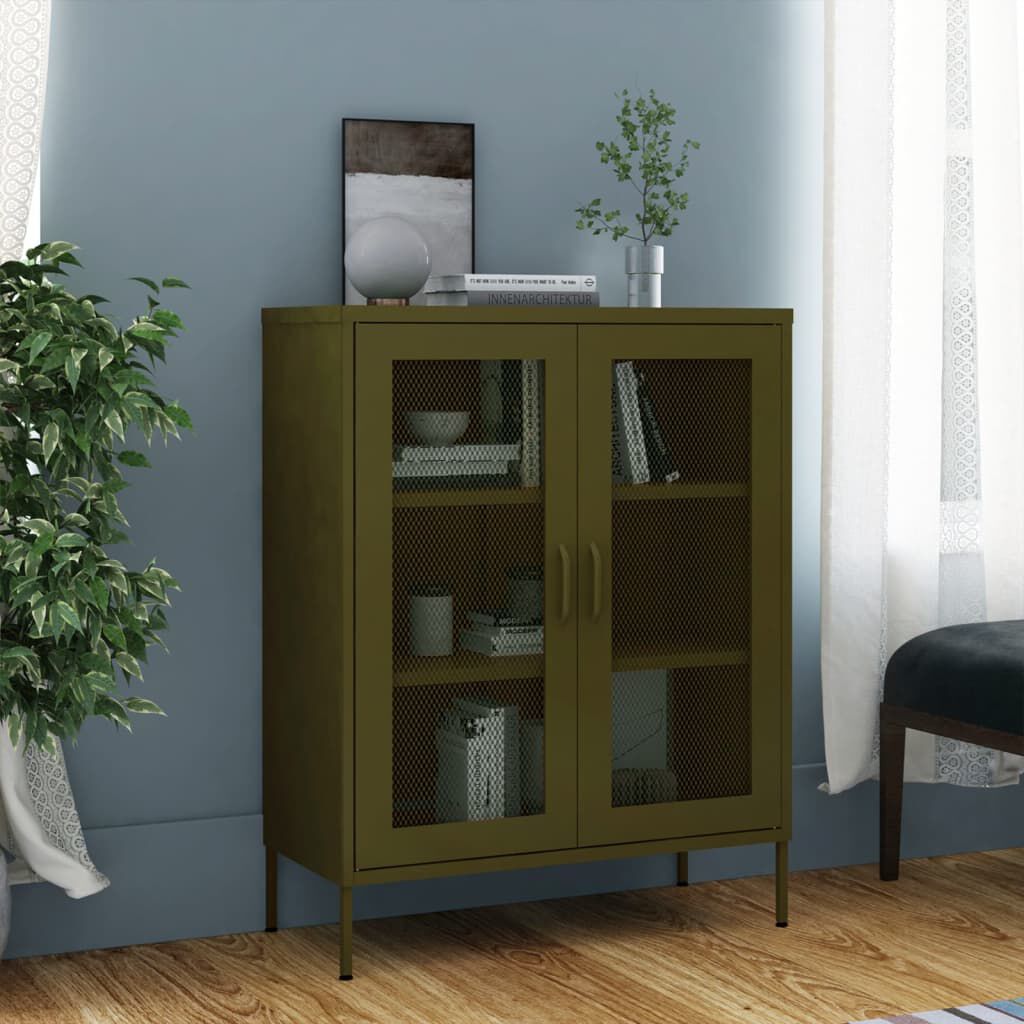 vidaXL Storage Cabinet Olive Green 80x35x101.5 cm Steel