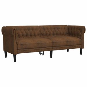 vidaXL Chesterfield Sofa 3-Seater Brown Fabric
