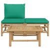vidaXL 3 Piece Garden Lounge Set with Green Cushions Bamboo