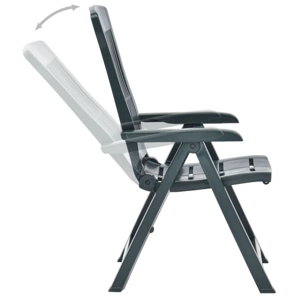 vidaXL Garden Reclining Chairs 2 pcs Plastic Green