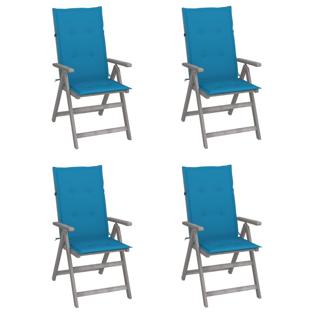 vidaXL Garden Reclining Chairs 4 pcs with Cushions Solid Wood Acacia