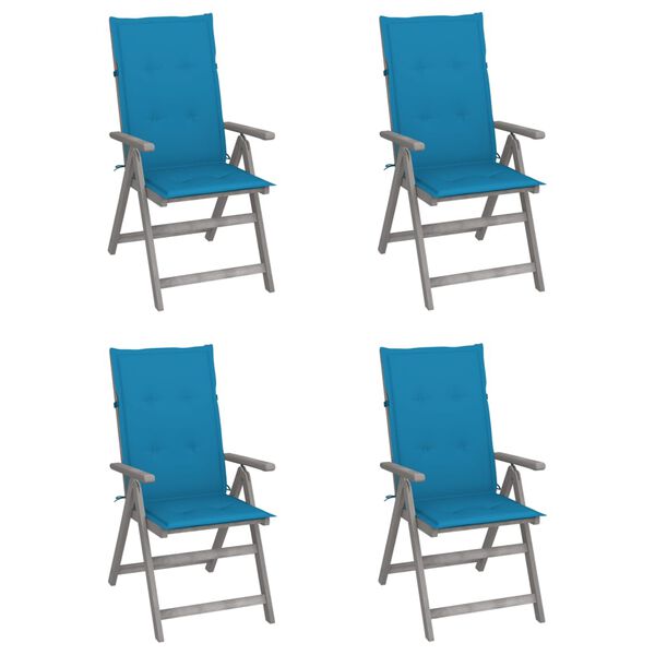 vidaXL Garden Reclining Chairs 4 pcs with Cushions Solid Wood Acacia
