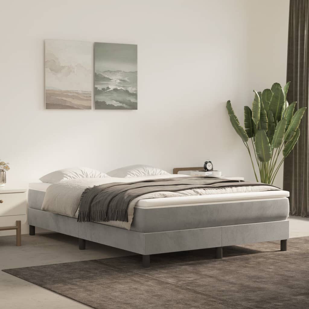 vidaXL Bed Frame without Mattress Light Grey Queen Velvet (US Only)