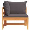 vidaXL Corner Sofa with Dark Grey Cushions Solid Acacia Wood