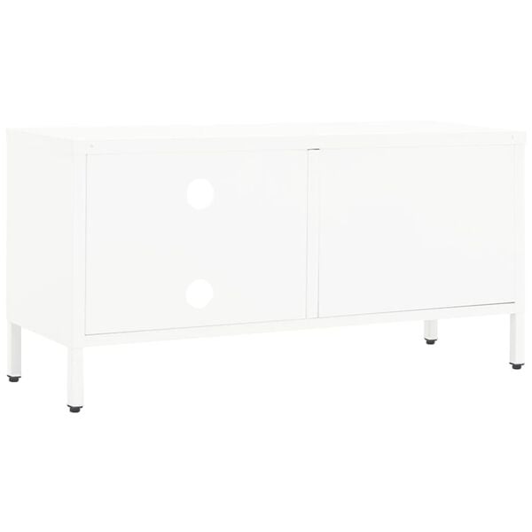 vidaXL TV Cabinet White 90x30x44 cm Steel and Glass