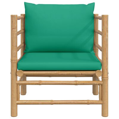 vidaXL Garden Sofa with Green Cushions Bamboo