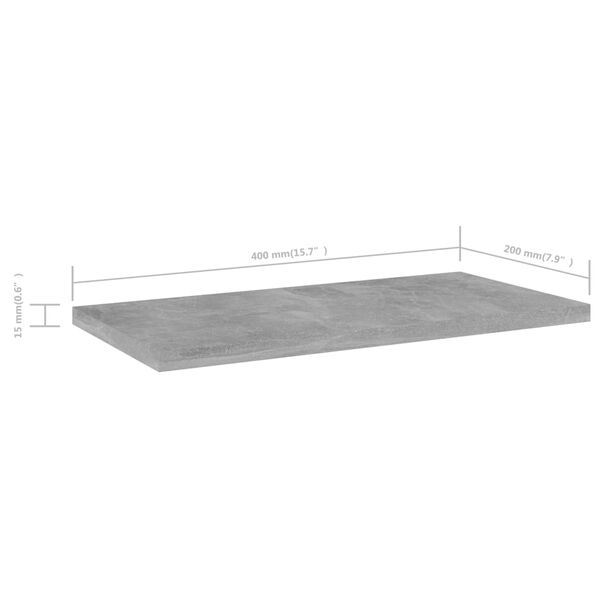 vidaXL Bookshelf Boards 8 pcs Concrete Grey 40x20x1.5 cm Engineered Wood