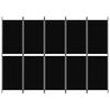 vidaXL 5-Panel Room Divider Black 250x180 cm Fabric
