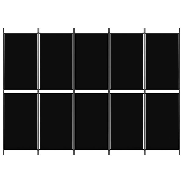 vidaXL 5-Panel Room Divider Black 250x180 cm Fabric