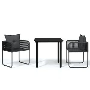 vidaXL 3 Piece Garden Dining Set Black