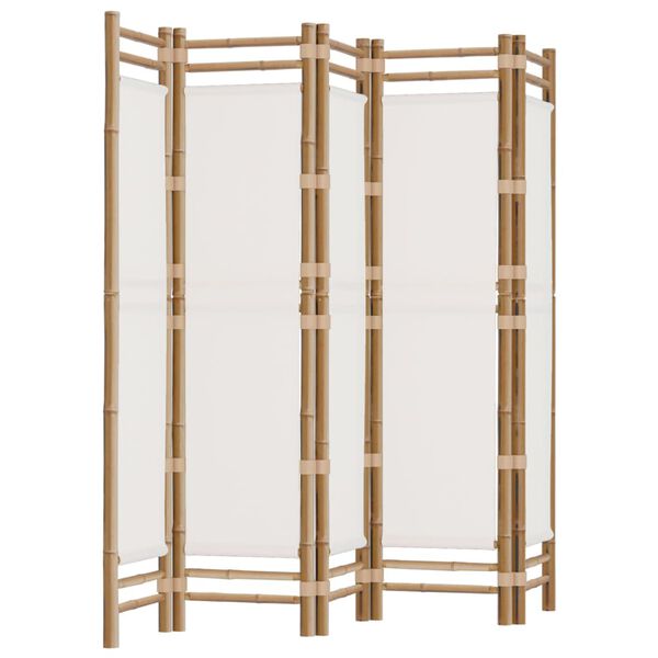 vidaXL Folding 5-Panel Room Divider 200 cm Bamboo and Canvas