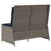 vidaXL Reclining Garden Bench with Cushions Grey Poly Rattan