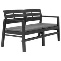 vidaXL 2-Seater Garden Bench with Cushions 133 cm Plastic Anthracite