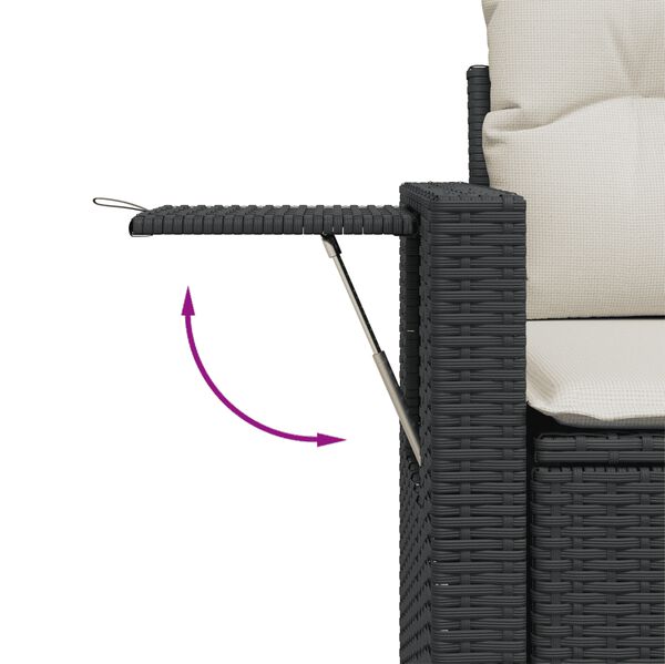 vidaXL 7 Piece Garden Sofa Set with Cushions Black Poly Rattan