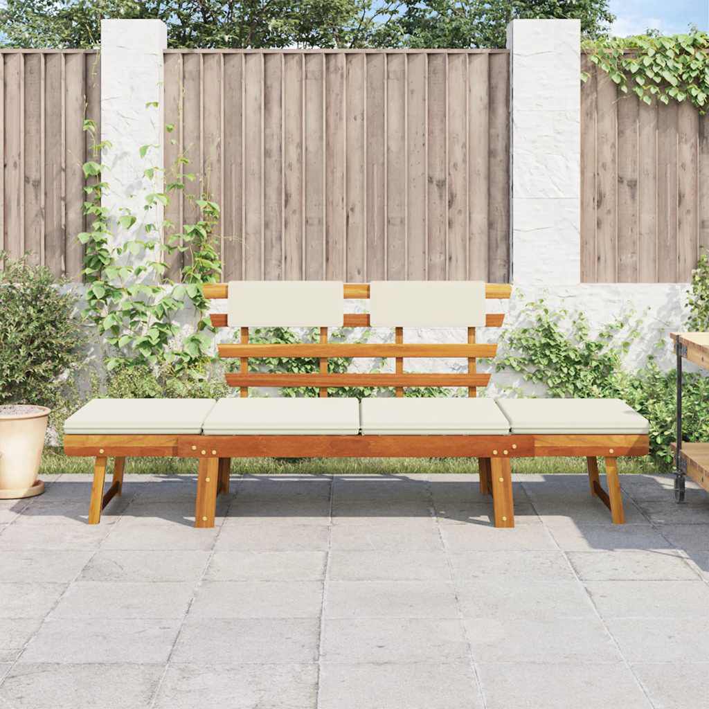 vidaXL Garden Bench with Cushions 2-in-1 190 cm Solid Acacia Wood