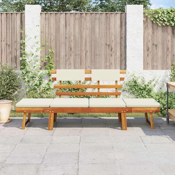vidaXL Garden Bench with Cushions 2-in-1 190 cm Solid Acacia Wood
