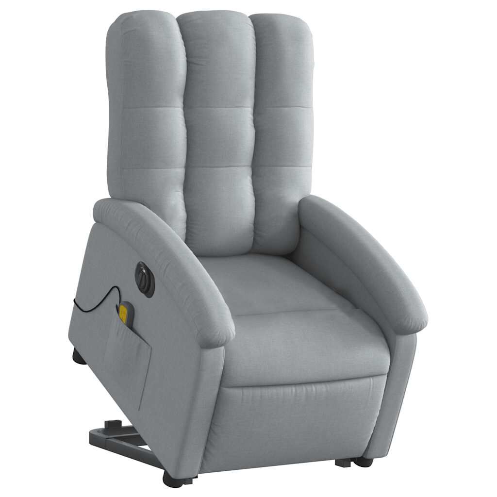vidaXL Electric Stand up Massage Recliner Chair Light Grey Fabric