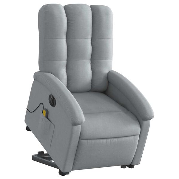 vidaXL Electric Stand up Massage Recliner Chair Light Grey Fabric