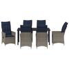 vidaXL Table and Chair Set with Cushion 7 pcs Grey PE Rattan