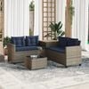 vidaXL Garden Sofa with Table and Cushions L-Shaped Grey Poly Rattan
