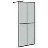 vidaXL Walk-in Shower Wall with Shelf Black 100x195 cm ESG Glass&Aluminium