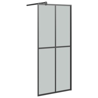 vidaXL Walk-in Shower Wall with Shelf Black 100x195 cm ESG Glass&Aluminium