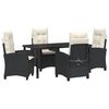 vidaXL Garden Dining Set with Cushion 5 pcs Black Poly Rattan