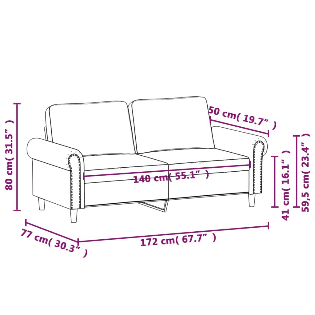 vidaXL 2-Seater Sofa Light Grey 140 cm Velvet