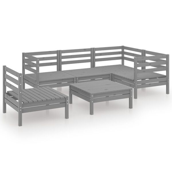vidaXL 6 Piece Garden Lounge Set Solid Pinewood Grey