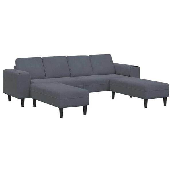 Sofa Set 3 pcs Dark grey Velvet