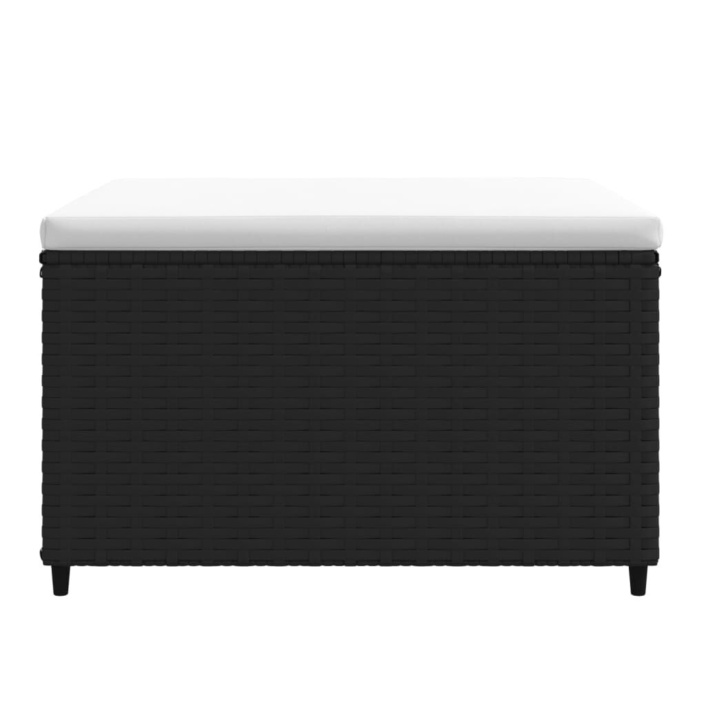 vidaXL Garden Footrest with Cushion Black Poly Rattan
