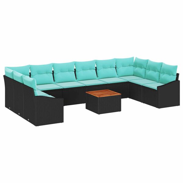 vidaXL Garden Sofa Set 11 pcs Black and Turquoise