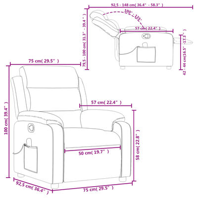 vidaXL Massage Recliner Chair Cream Faux Leather