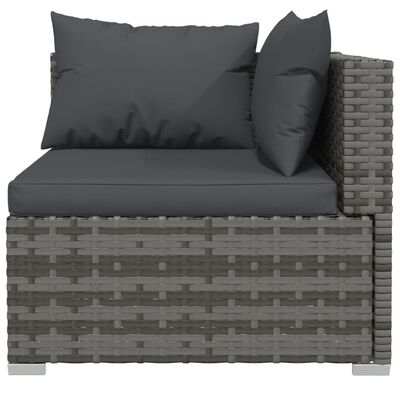 vidaXL 3 Piece Garden Lounge Set with Cushions Grey Poly Rattan